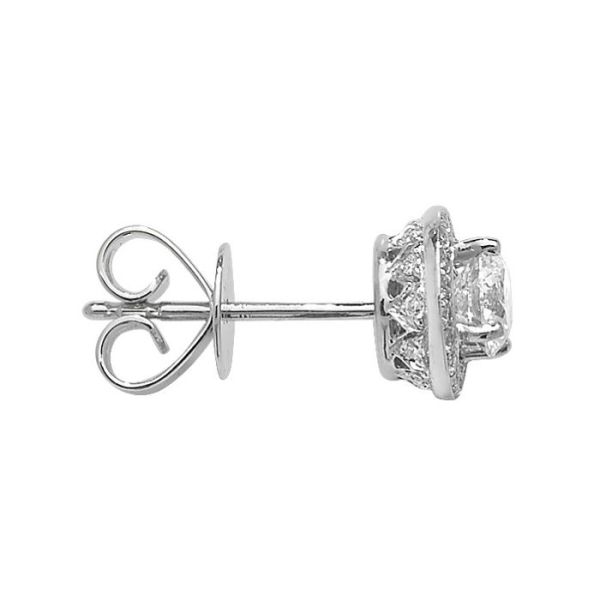 Diamond Halo Stud Earrings 0.92ct 18k White Gold