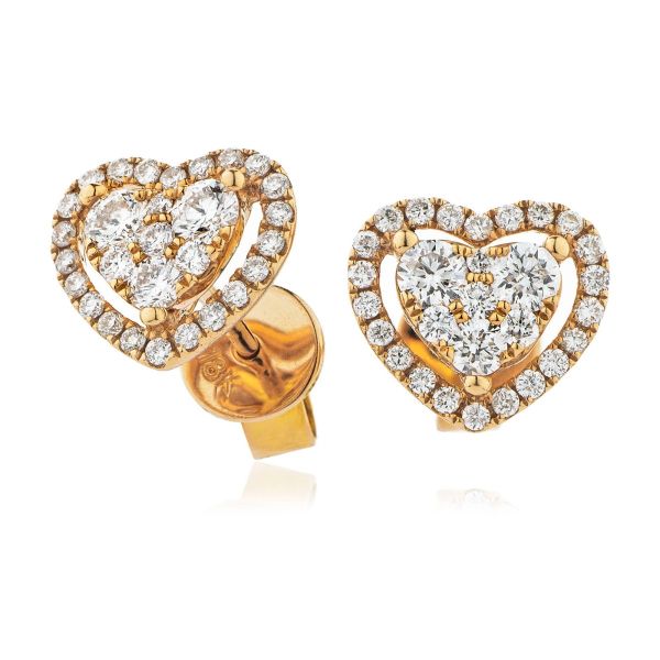 Diamond heart cheap earrings yellow gold