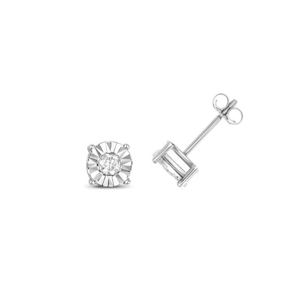 Diamond Illusion Set Stud Earrings 0.31ct 9k White Gold