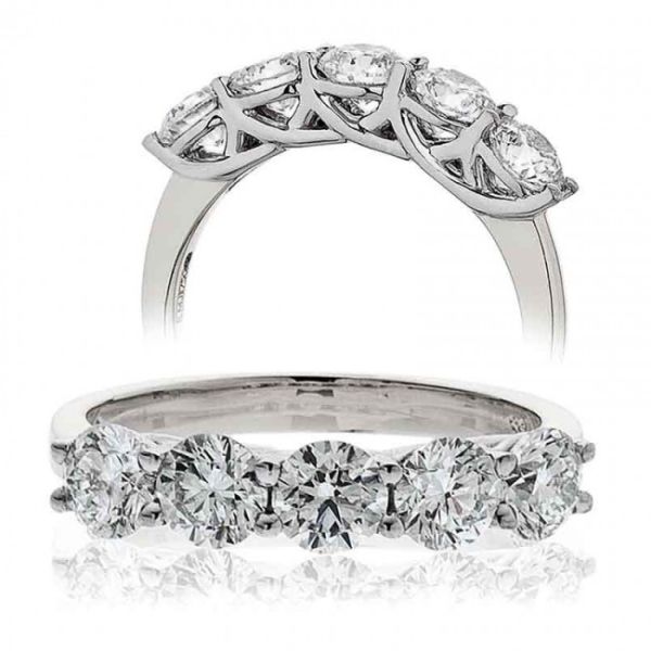 Five Stone Diamond Ring 1.50ct 18k White Gold