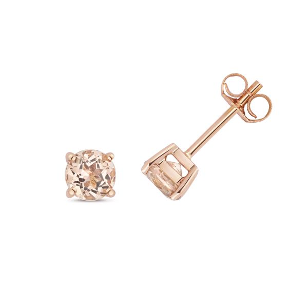 Natural Morganite Stud Earrings 5mm 9k Rose Gold