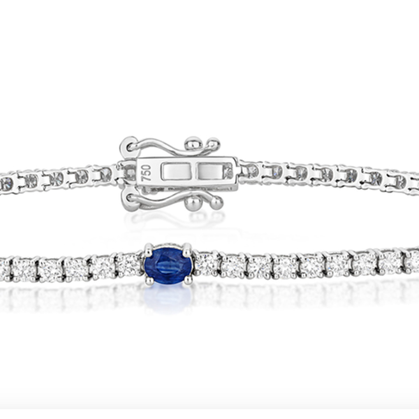 Natural Sapphire Diamond Tennis Bracelet 2.75ct. 18k White Gold