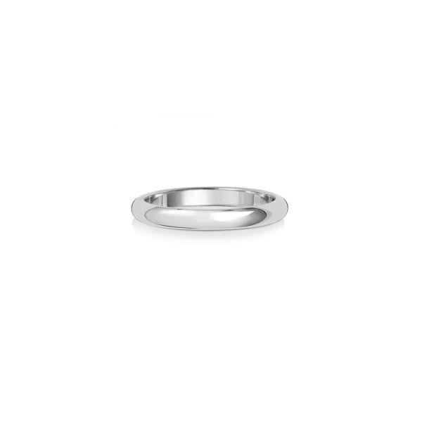 2.5mm Platinum Wedding Ring D Shape Medium