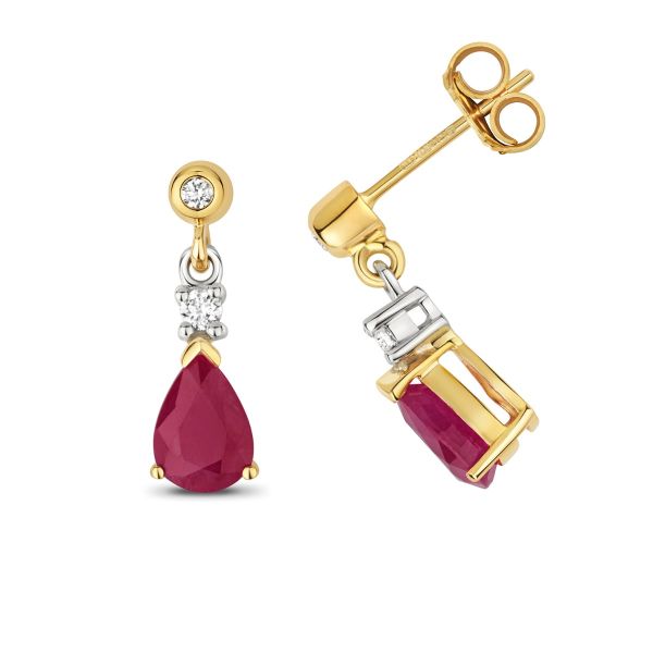 Ruby drop earrings gold hotsell