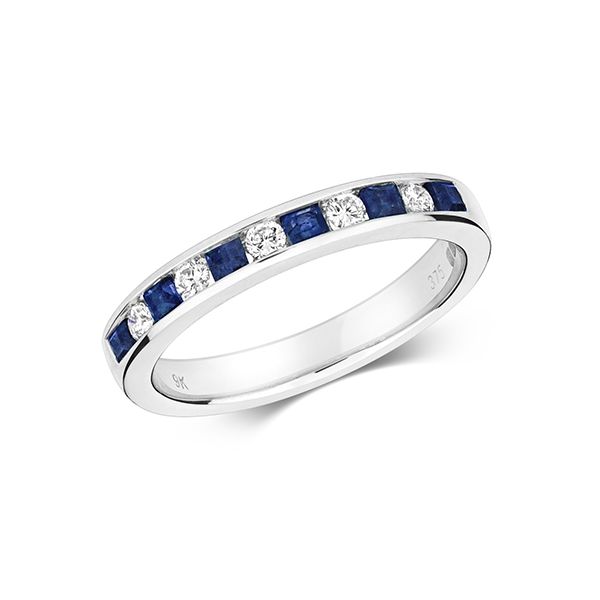 Sapphire and diamond clearance half eternity ring