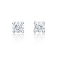 Natural Diamond Four Claw Studs 0.25ct, 18k White Gold