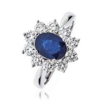 Diamond & Oval Cut Sapphire Ring 2.55ct. Platinum