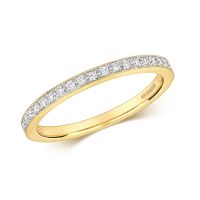 Diamond Half Eternity Ring With Milgrain 0.12ct. 9k Gold