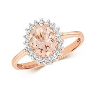 Diamond & Morganite Ring 1.32ct, 9k Rose Gold