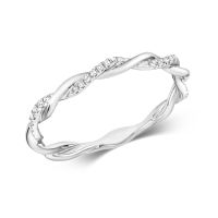 Diamond Twist Eternity Ring 0.10ct. 9k Solid White Gold