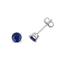 Natural Blue Sapphire Stud Earrings 5mm, 1.00ct. White Gold
