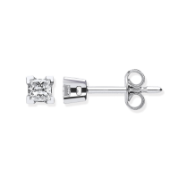 Princess Diamond Stud Earrings 0.30ct. H/VS, Claw Set 18k White Gold