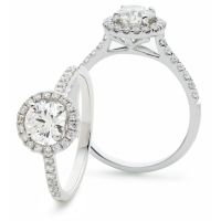 Diamond Halo Engagement Ring 0.65ct, 18k White Gold