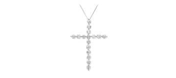 Diamond Cross Necklace 0.75ct, 18k White Gold