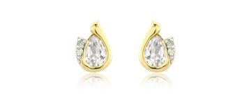 Diamond and White Topaz Pear Cut Earrings, 9k White Gold