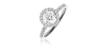 Diamond Halo Engagement Ring 1.00ct, 18k White Gold