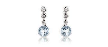 Aquamarine & Diamond Drop Earrings, 9k White Gold