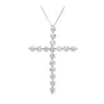 Diamond Cross Necklace 0.75ct, 18k White Gold