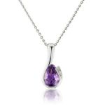 Mark Milton Diamond and Amethyst Drop Pendant Necklace, 9k White Gold