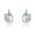 Mark Milton Diamond and Aquamarine Pear Cut Earrings, 9k White Gold
