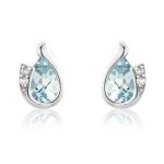 Mark Milton Diamond and Aquamarine Pear Cut Earrings, 9k White Gold