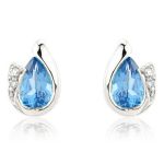 Mark Milton Diamond and Blue Topaz Pear Cut Earrings, 9k White Gold