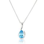 Mark Milton Diamond and Blue Topaz Drop Pendant Necklace, 9k White Gold