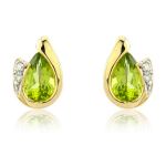 Mark Milton Diamond and Peridot Pear Cut Earrings, 9k Gold