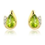 Mark Milton Diamond and Peridot Pear Cut Earrings, 9k Gold