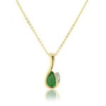 Mark Milton Diamond and Emerald Drop Pendant Necklace, 9k Gold