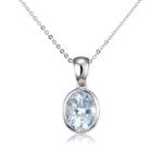 Mark Milton Aquamarine Oval Drop Pendant Necklace, 9k White Gold