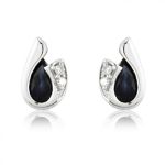 Mark Milton Diamond and Sapphire Pear Cut Earrings, 9k White Gold