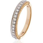 Diamond Half Eternity Ring with Millgrain 0.30ct, 18k Rose Gold
