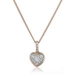 Diamond Cluster Heart Pendant 0.25ct, 18k Rose Gold
