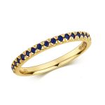 Natural Dark Sapphire Half Eternity Ring 0.34ct, 9k Gold