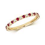 Ruby & Diamond Half Eternity Ring 0.30ct, 9k Gold
