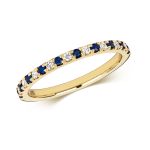 Sapphire & Diamond Half Eternity Ring 0.30ct, 9k Gold