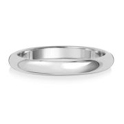 2.5mm Wedding Ring D-Shape 9k White Gold, Medium