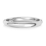 2.5mm Wedding Ring Traditional Court Shape, 9k White Gold, Medium