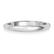 2mm Wedding Ring D-Shape 9k White Gold, Medium