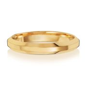 3mm Bevelled Soft Court Wedding Ring, 9k Gold, Medium