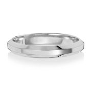 3mm Platinum Bevelled Soft Court Wedding Ring, Medium