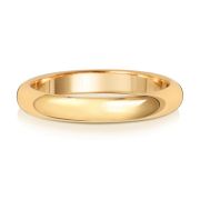 3mm Wedding Ring D-Shape 18k Gold, Medium