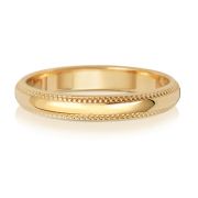 3mm Wedding Ring Millgrain D-Shape 9k Gold, Medium