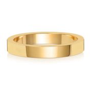 3mm Wedding Ring Flat Profile 18k Gold, Medium