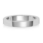 3mm Wedding Ring Flat Profile 9k White Gold, Medium