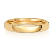 3mm Wedding Ring Slight Court Shape 9k Gold, Medium