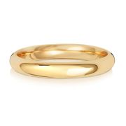 3mm Wedding Ring Traditional Court Shape, 18k Gold, Medium