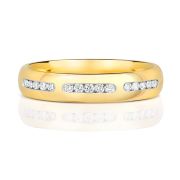 4mm Three Section Diamond Wedding Ring 0.15ct. 9k Gold