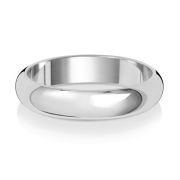 4mm Wedding Ring D-Shape 9k White Gold, Medium
